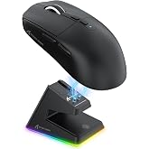 ATTACK SHARK X6 49g S&uuml;per Hafif Kablosuz Gaming Mouse &ndash; Manyetik Şarj İstasyonlu, PixArt PAW3395 Sens&ouml;r, 26000 DPI, BT/2.4G/K