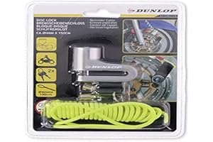 Dunlop Automotive Motorrad Bremsscheibenschloss, Scheibenschloss 4mm Ø mit 1.5m Erinnerungskabel, Motorradschloss für Motorrad und Fahrrad, Schwarz (Schwarz)