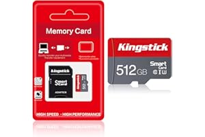 KINGSTICK 512GB Micro SD Karte High-Speed SD Speicherkarte 512GB TF Karte 10 Level mit SD Kartenadapter für Handys, Kameras, Tablets, Monitore, Tachographen