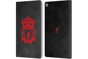 Head Case Designs sous Licence Officielle Liverpool Football Club Noir Géométrique 2 Crête 1 Coque en Cuir PU à Portefeuille Compatible avec Samsung Galaxy Tab A 10.1 2019