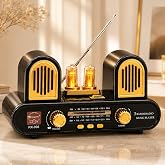 Coverzone Yeni Nesil Radyo USB SD FM Aux Bluetooth M&uuml;zik Kutusu Retro El Tutama&ccedil;lı Şarj Edilebilir M113 Koyu Kahve (RX-998 - 