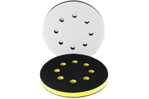 OULIDEPI 2PCS 5 Inch 8 Holes Soft & High Foam Interface Pad, Orbital Sander Foam Pad 5 inch, Hook and Loop 5 Inch Sponge Cushion Buffer Backing Pad for Orbital Sander (2pcs of Set)