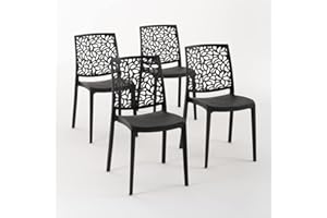 SIEDITI FUORI E DENTRO Sedie in polipropilene con fibra di vetro impilabili per interno, cucina o sala da pranzo, per esterno e giardino, sedie da bar e ristorante, design moderno - Anna (4 Sedie, Antracite)