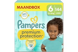 ‎PAMPERS Pampers Pieluszki Premium Ochronne Rozmiar 6 (13+ kg), 144 pieluchy dla niemowląt, opakowanie 1 miesiąc, nasz nr 1 dla ochrony skóry wrażliwej, teraz z większą liczbą pieluch