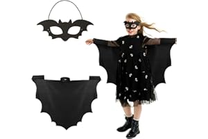 DKINY 2-Piece Bat Costume Children's Bat Wings Cape with Mask Black Bat Costume for Boys Girls Vampire Bat Children's Costume for Halloween Carnival Cosplay Theme Party