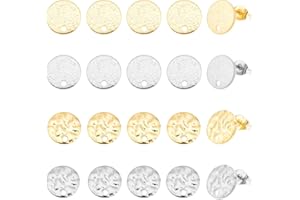 ‎UNICRAFTALE UNICRAFTALE 40Stk 2 Farben DIY Ohrstecker Strukturierter Flache Runde Ohrstecker Mit Ohrring Verschlüsse Hypoallergener Metall Ohrring Selber Machen Set DIY Ohrringe Zubehör Für Schmuckherstellung