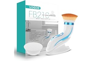 VOGOE Cepillo Limpiador Facial Eléctrico, Recargable Limpieza Facial Impermeable IPX6, Giratoria Maquina Cepillo Faciales con 2 Cepillos y 2 Velocidades para Exfoliante y Masaje FB210 (Azul)