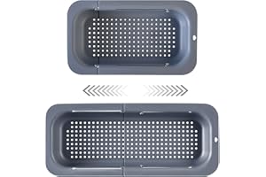 Colino Lavello Cucina Estensibile (34-47cm), Techextra Cestello lavandino Cucina, Colino Salvaspazio, Cestello Scolapiatti per Lavello Cucina Filtrante, Scola Pasta Cotta, Lava Verdure, Frutta