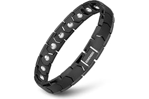 EUMENIDES Pulsera magnética para hombre, pulsera magnética de acero de titanio, pulsera magnética con 18 imanes, acero inoxidable,