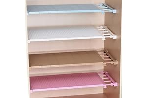 MUYCO Extensible Réglable Garde-Robe Étagère De Rangement Rack Séparateur Armoire Bibliothèque Placard Diviseur DIY Organisateur Tige pour Cuisine Salle De Bains Chambre Blanc