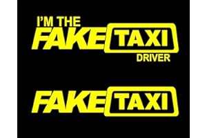 MURAL STICKERS Adesivi Fake Taxi - Sticker Auto - Moto - Scooter - Camion - Camper PARETI - MOBILI - I'm The Fake Taxi Driver - Vinile di Alta QUALITA' - Varie Misure Giallo 2 Pezzi