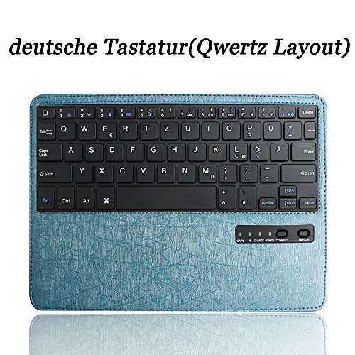 BORIYUAN Apple Ipad 4 Ipad 3 Ipad 2 Leder Case Leder Hülle Bluetooth Tastastur Keyboard(Deutsch QWERTZ) mit Displayschutzfolie für Ipad 4/3/2 (360 Grad-Umdrehung Hellblau) - 6