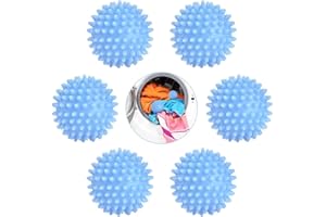 URAQT Trockner Ball, 6 Stück Waschkugel für Waschmaschine Wiederverwendbare Trocknerbälle für Wäschetrockner Zeitsparend Reinigungszubehör Waschtrockner Sauber Erweichen Kleidung Waschbälle Blau