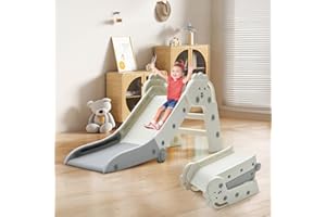 FUKEA Lion Slide for Toddlers Age 1 to 3 Years, Indoor Outdoor Folding Slide for Kids, Children's Garden Slides with Climbing Frame Stairs, Cute Freestanding Baby Slides