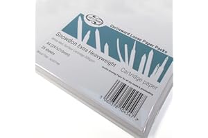 CURTISWARD Snowdon White Extra Heavy Weight White Cartridge Paper 300gsm A4 - Pack of 25 Sheets - for Pencil,Pastel,Charcoal,Pen and Printmaking
