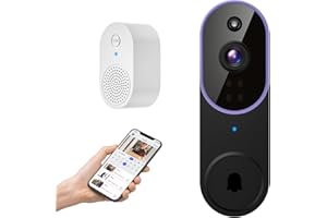 GlowPop 1080p Wireless Doorbell Camera with Receiver, Smart AI Human Detection, Two Way Talk, Live View, Night Vision, 2.4G WiFi Only, Cloud Storage, Indoor Outdoor Surveillance