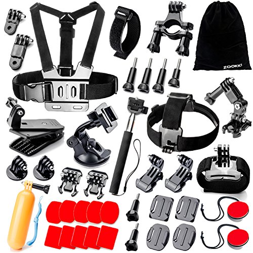 Zookki Zubehör Set für Gopro Session, Gopro Hero 5 Black Silver Hero 4/3+/3/2/1 + SJCAM Sj4000 Sj5000 Sj6000/Xiaomi Yi/Qumox/Garmin/Vtin/Wimius in Fallschirmspringen Schwimmen