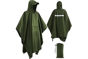 Xrkuu Rain Poncho for Adult, Lightweight Waterproof Poncho for Women and Men, Portable Reusable Raincoat Emergency Rain Poncho with Reflective Strip for Outdoor Hiking, Climbing, Traveling