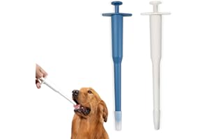 VPB 2 x Futterspender für Haustiere, für Katzen, Welpen, Kaninchen, Vögel, Tablettenspender, wiederverwendbar, Medikamentenspender, Pillen-Popper, Seitengriffpresse, Weiß + Blau