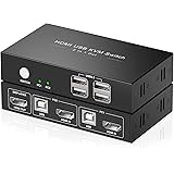 Rybozen KVM HDMI Switch USB 2 Port Commutateur KVM HDMI 4K@ 30Hz,4 USB2.0,Brancher 2 PC sur 1 Ecran,pour 2 PC Partageant Clav