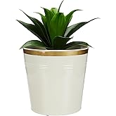 amazon basics Metal Planters for Indoor Outdoor | Flower Pots for Home/Garden/Balcony Décor (Bucket Shaped) (White)