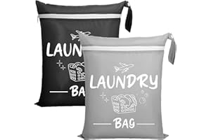 Xialvyu 2 Stück Reise Wäschesack,38 * 48 cm wasserdichte Wäschesack mit Reißverschluss Faltbarer Schmutzwäschebeutel für Reisen Camping Fitness(Grau+Schwarz)