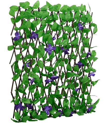 Emmevi Künstliche Hecke Mit Weidengitter – Ausziehbar, Efeublätter, 60x130 Cm Oder 90x180 Cm