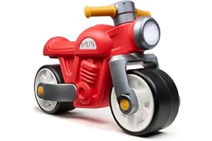 FALK - Draisienne Moto Prem1er - Rouge - Roues Extra Larges et silencieuses - Guidon directionnel - Look Vintage - Contient au Moins 75% de Plastique recyclé - Fabriqué en France - Dès 12 Mois - 450S