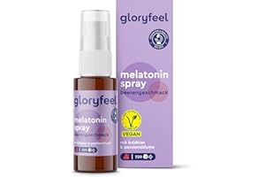 ‎GLORYFEEL Melatonin Spray Beere - Premium: 5-fach höher dosiert* für 220 Tage + Passionsblume, Baldrian, Melisse, Lavendel, Vitamin B6 & B1 - Sleep Spray ohne Alkohol, Zuckerfrei und Vegan