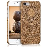 kwmobile Hülle für Apple iPhone 7 / 8 - Backcover Case Handy Schutzhülle Kork - Hardcase Cover Indische Sonne Design Dunkelbraun Hellbraun by 