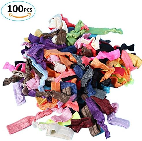 100 PCS Assorted Colours Elastic Hair Ties Lolota no Crease no Damage Ribbon Ponytail Holder Hair Bands Hair Accessories for Women Girls Teens and Kids