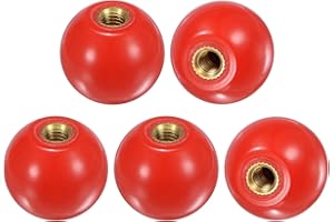 M METERXITY 5-Pezzi Pomelli a Sfera Filettati, M6 Filettatura Femmina 25mm Dia. Pomello a Sfera Termoindurente per Tornio/Macchina/Tosaerba, Maniglia a Leva Inserto Ottone Fenolico [Rosso]