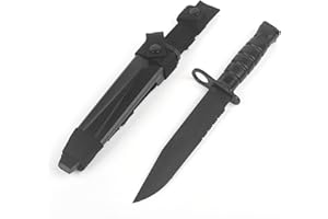 QIRUIMY Tactical M10 Bayonet Plastic Knife,Bendable Rubber Combat Knife with Sheath,Airsoft Military Training CS Dagger Model Dress Up Wargame Accessory (Black)
