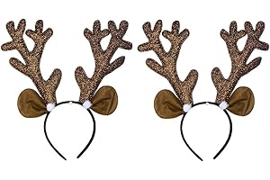 FRGASGDS Reindeer Headband,2Pcs Christmas Reindeer Antlers Headband Xmas Antlers Hair Hoops Headdress Reindeer Antler Hair Hoop Headpiece Headwear Hair Hoop for Christmas Headbands for Christmas Party