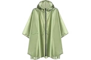 ANYOO Lightweight Waterproof Rain Poncho Reusable Ripstop Breathable Raincoat with Hood for Women Men Outdoor Activities, One Size