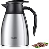 Amazon Brand – Umi Stainless Steel Coffee Jug, 1.0L Double Walled Vacuum Insulated Coffee Pot with Press Button, BPA Free, fo
