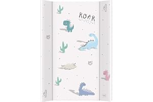 Ceba Baby Wickelauflage Wickelunterlage Wickeltischauflage 2 Keil 80x50 cm, 70x50 cm Abwaschbar für Mädchen und Junge Dino 70x50 cm