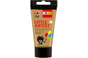 Marabu KiDS Little Artist 75 ml, Gold, Künstlermal- und Bastelfarbe für Kinder ab 3 Jahren, Kindermalfarbe auf Wasserbasis, auswaschbar, Made in Germany, vegan, glutenfrei, 03050002084
