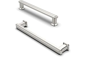 Furniware 10 Pack Brushed Nickel Cabinet Handles, Drawer Pulls 128mm(5 Inch) Hole Center, Hardware Modern Kitchen Cabinet Door Handles, Nickel for Kitchen, Bathroom, Wardrobe Cabinets Cupboard