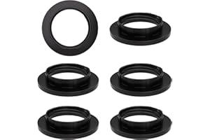 VILHTL 6 Piece Lampshade Reducer Ring E14 Screw Collar Ring 28MM, Lampshade Fittings E14 for Table Lamp, Ceiling Lights, Plastic Screw Bulbs Lamp Holder Twist Lock Socket Replacement Ring（Black）
