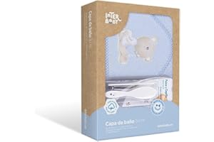 Interbaby - Capa de Baño Bebe Azul + Peines Bebe | Toalla con Capucha 100% Algodón, 100x100cm, Unisex | Suave, Secado Rápido | Ideal para Recién Nacidos, Bebes y Niños Pequeños | Diseño Love You