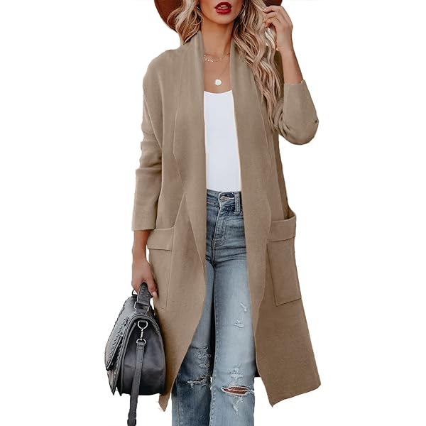 Saodimallsu Damescardigan, lang, licht, oversized, open, casual, effen, voor herfst en winter, Kleur: roze., XL
