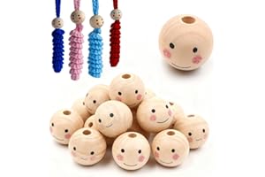 Quesuc Perle Di Legno Con Viso, 100 Pezzi, Teste Di Legno Con Viso, 12 Mm, Perline Di Legno Naturale, Per Vermi Della Fortuna