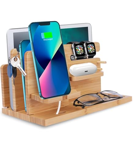 AliveByte Festa del Papa Idee Regalo Uomo Docking Station in Legno per Smartphone Supporto Portafoglio Supporto Orologio Regalo Papa Compleanno,Regalo Anniversario per Papa Regalo Festa del papà