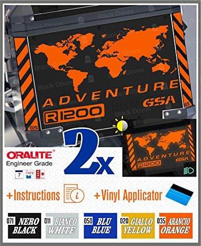 Black Doves 10x R1200GS Motorcycle Reflective Decal Kit Motorrad ADVENTURE ADESIVI PEGATINA STICKERS DECALS VINIL R 1200 GS LC for Touratech Panniers Graphics (Orange 035)
