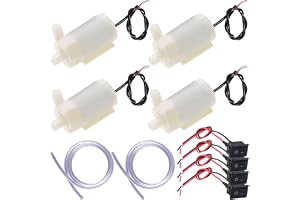 JYUDAUU 4 stycken DC 3–5 V minivattenpump, mikroamfibie-dykmotor med flexibelt vattenrör (1 m), brytare, för akvarier/fisktan
