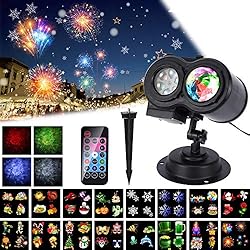 Luces para Proyectores de Año Nuevo 2019, ALED LIGHT Impermeable Exterior Decoración Luz de Proyector con Control Remoto y 16 Diapositivas de Patrón para Fiesta, Navidad, Festivos