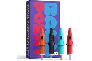 SOLONG TATTOO Tattoo Pen Needles, Solong 20 Pieces Tattoo Pen Cartridge Needles for Dotwork Drawing Exercises on Paper for Beginners EN18-BP-20KIT-A (Black, Red, Sky Blue, Orange)