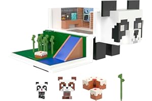 Minecraft Coffret Collection Mini Têtes Modulables, La Maison du Panda avec 1 maison à 2 niveaux et 2 figurines de pandas, Jouet Enfant, Dès 3 ans, HLL25