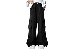 SEAUR Girls Baggy Cargo Trousers Y2K Hip Hop Pant Kids Trousers Wide Leg Loose Sweatpants Elasticated Waist